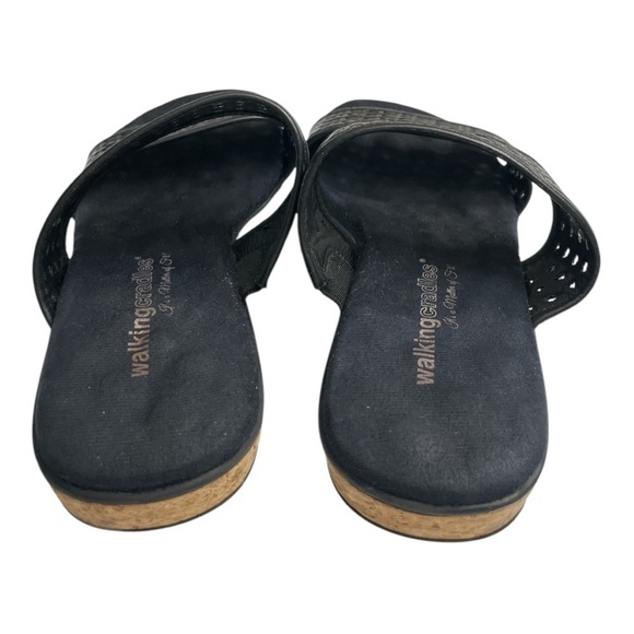 Black Walking Cradles open toe sandals size 10W - Picture 4 of 8